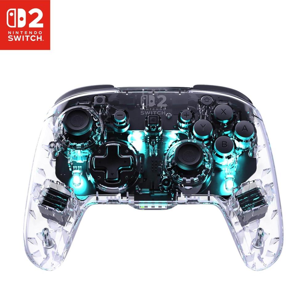 image:imageTurtle Beach Afterglow Wireless RGB Gaming Controller Officially Licensed for Nintendo Switch 2 Nintendo SwitchSwitch LiteOLED TMR Thumbsticks Customizable Lighting TransparentWireless