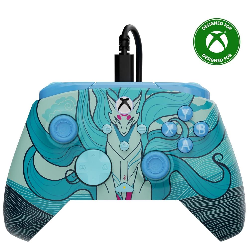 image:imageTurtle Beach Rematch Advanced Wired Gaming Controller Licensed for Xbox Series XS Xbox One Windows PC Glow Remappable Buttons Hair Triggers Audio Controls Impulse Triggers Titan SteelBlue Kitsune