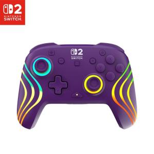Turtle Beach Afterglow Wave Wireless RGB Gaming Controller – Officially Licensed for Nintendo Switch 2, Nintendo Switch/Switch Lite/OLED – TMR Thumbsticks, Customizable Lighting – Black(Purple)