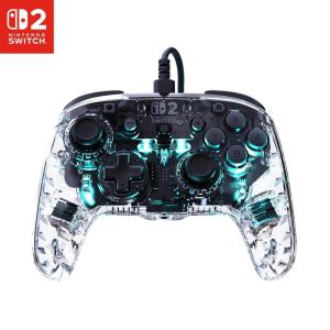 Turtle Beach Afterglow Wireless RGB Gaming Controller – Officially Licensed for Nintendo Switch 2, Nintendo Switch/Switch Lite/OLED – TMR Thumbsticks, Customizable Lighting – Transparent(Wired)