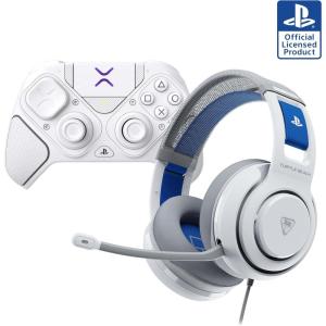 Turtle Beach Atlas 200 Wired Gaming Headset Officially Licensed for PlayStation, PS5, PS4-50mm Nanoclear Drivers, Flip-to-Mute Mic, Memory Foam Cushions, Floating Headband – Black(White Bundle)