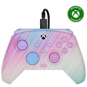 Turtle Beach Rematch Advanced Wired Gaming Controller Licensed for Xbox Series X|S, Xbox One, Windows PC – Glow, Remappable Buttons, Hair Triggers, Audio Controls, Impulse Triggers – Titan Steel(Cotton Candy)