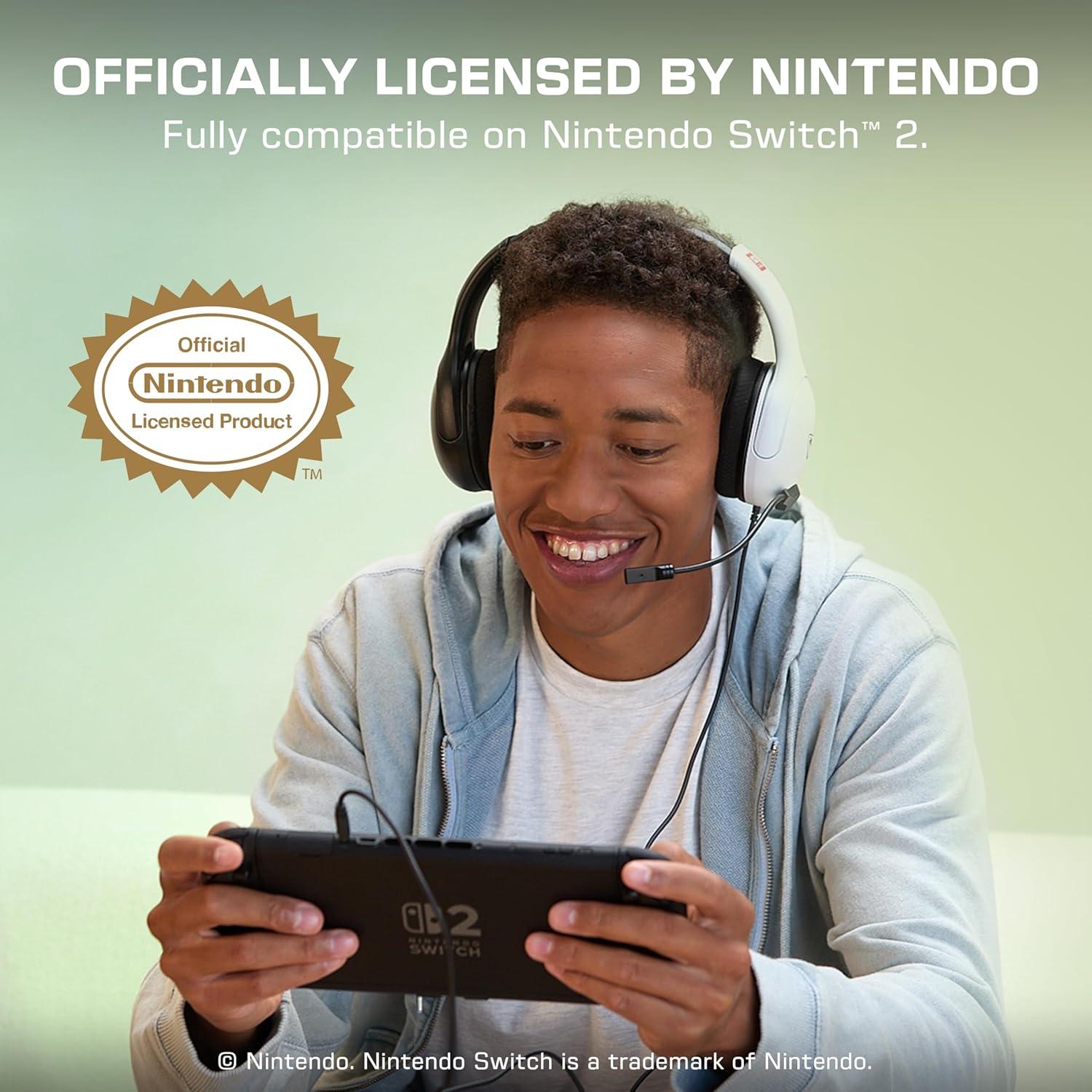 image:imageTurtle Beach Airlite Fit Wired Gaming Headset Mario Star Officially Licensed for Nintendo Switch 2 Nintendo Switch Durable LightweightBlack and White