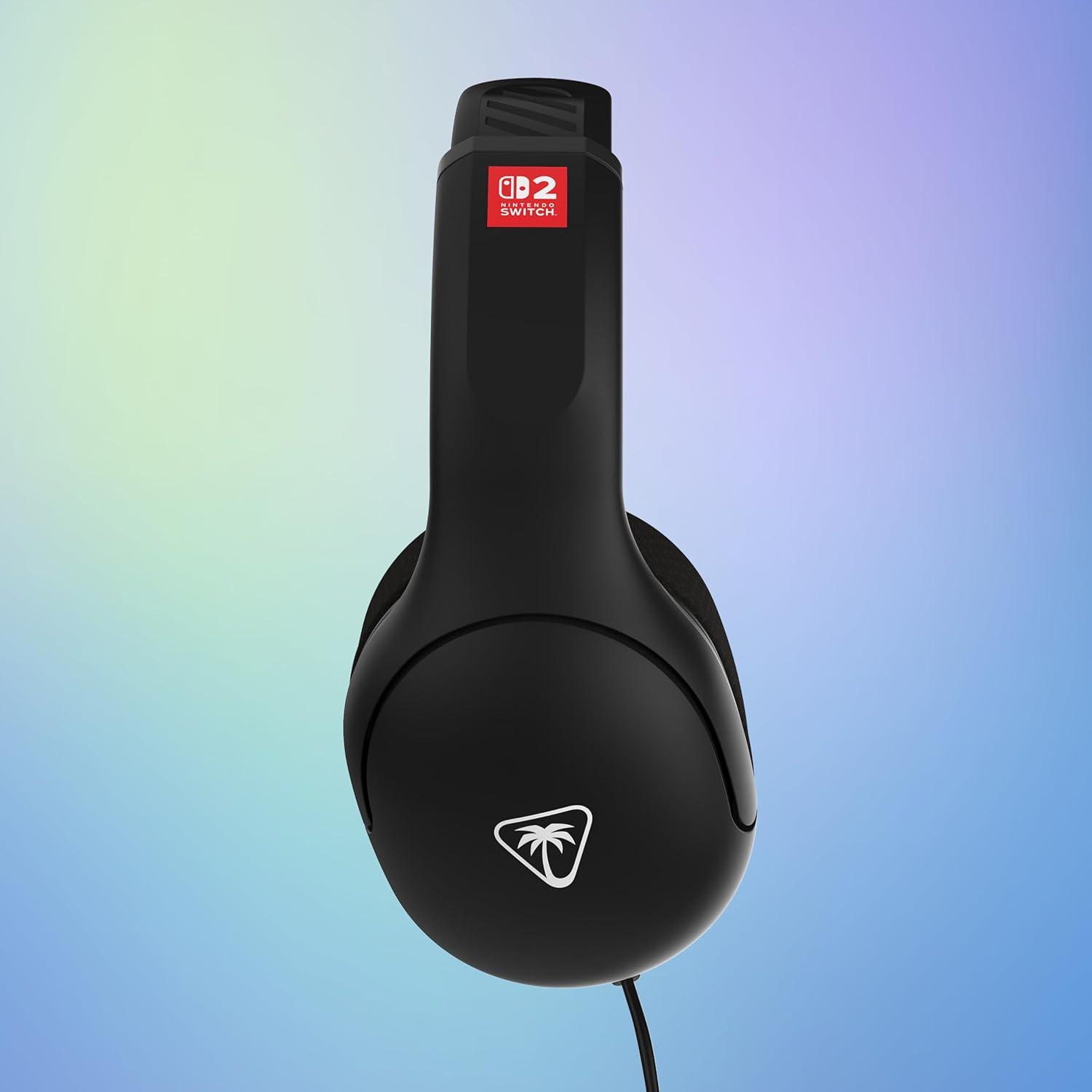 image:imageTurtle Beach Airlite Fit Wired Gaming Headset Mario Star Officially Licensed for Nintendo Switch 2 Nintendo Switch Durable LightweightBlack and White