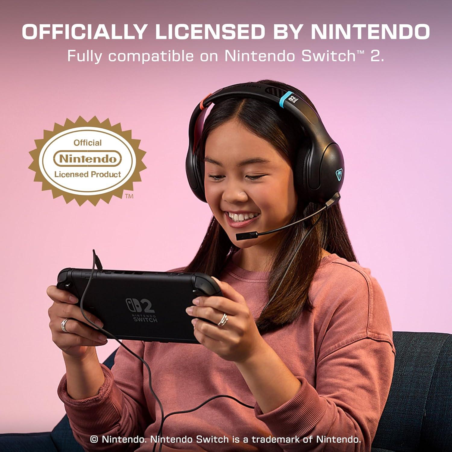image:imageTurtle Beach Airlite Fit Wired Gaming Headset Mario Star Officially Licensed for Nintendo Switch 2 Nintendo Switch Durable LightweightCharcoal RedBlue