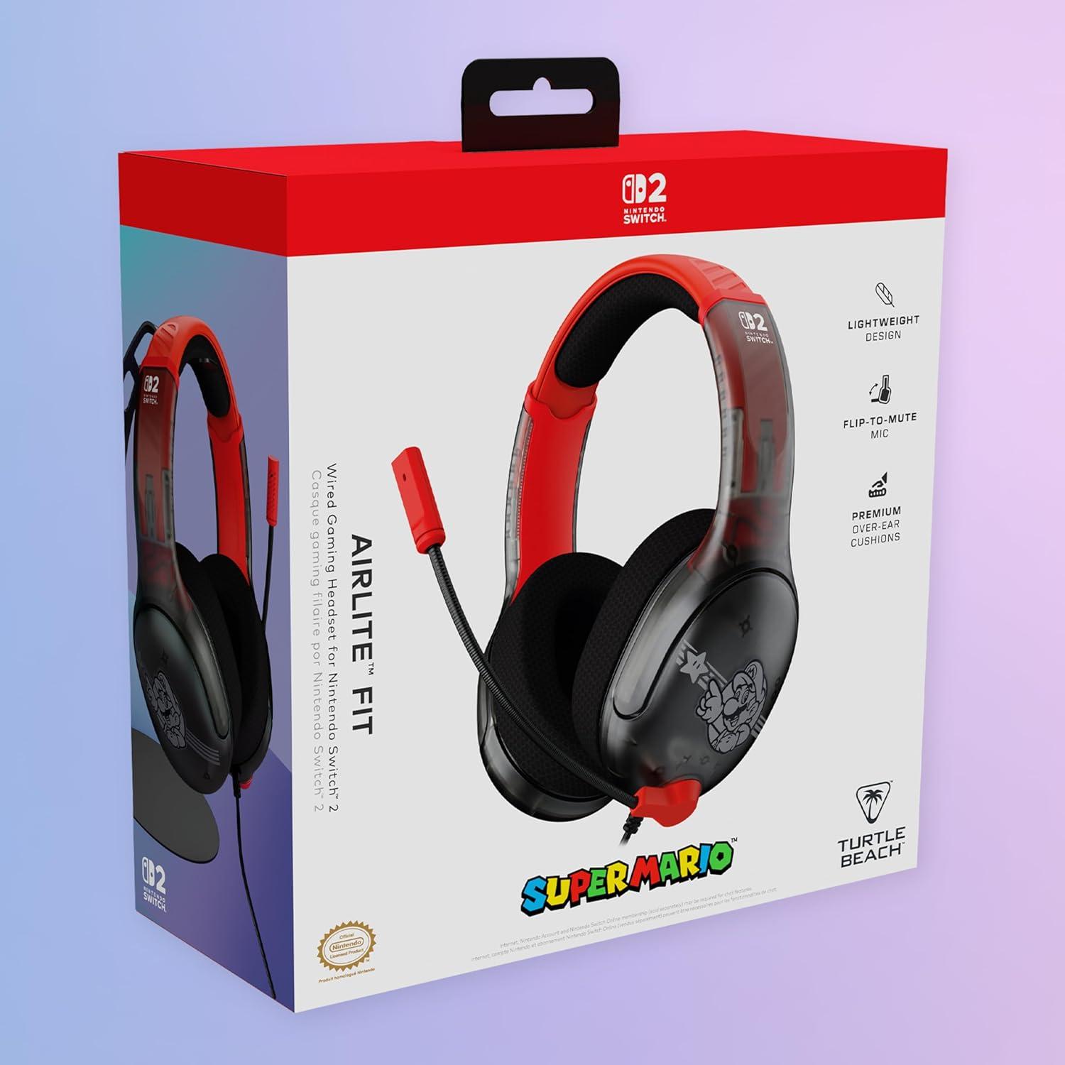 image:imageTurtle Beach Airlite Fit Wired Gaming Headset Mario Star Officially Licensed for Nintendo Switch 2 Nintendo Switch Durable LightweightMario Star