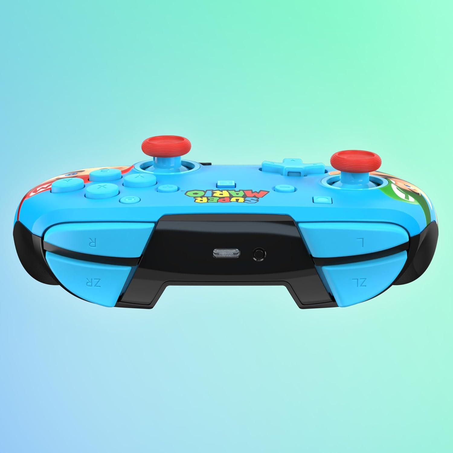 image:imageTurtle Beach Rematch Wireless Controller Mario amp Luigi Officially Licensed for Nintendo Switch 2 Nintendo Switch TMR Thumbsticks Customizable RGB Rechargeable BatteryMario Luigi Blue