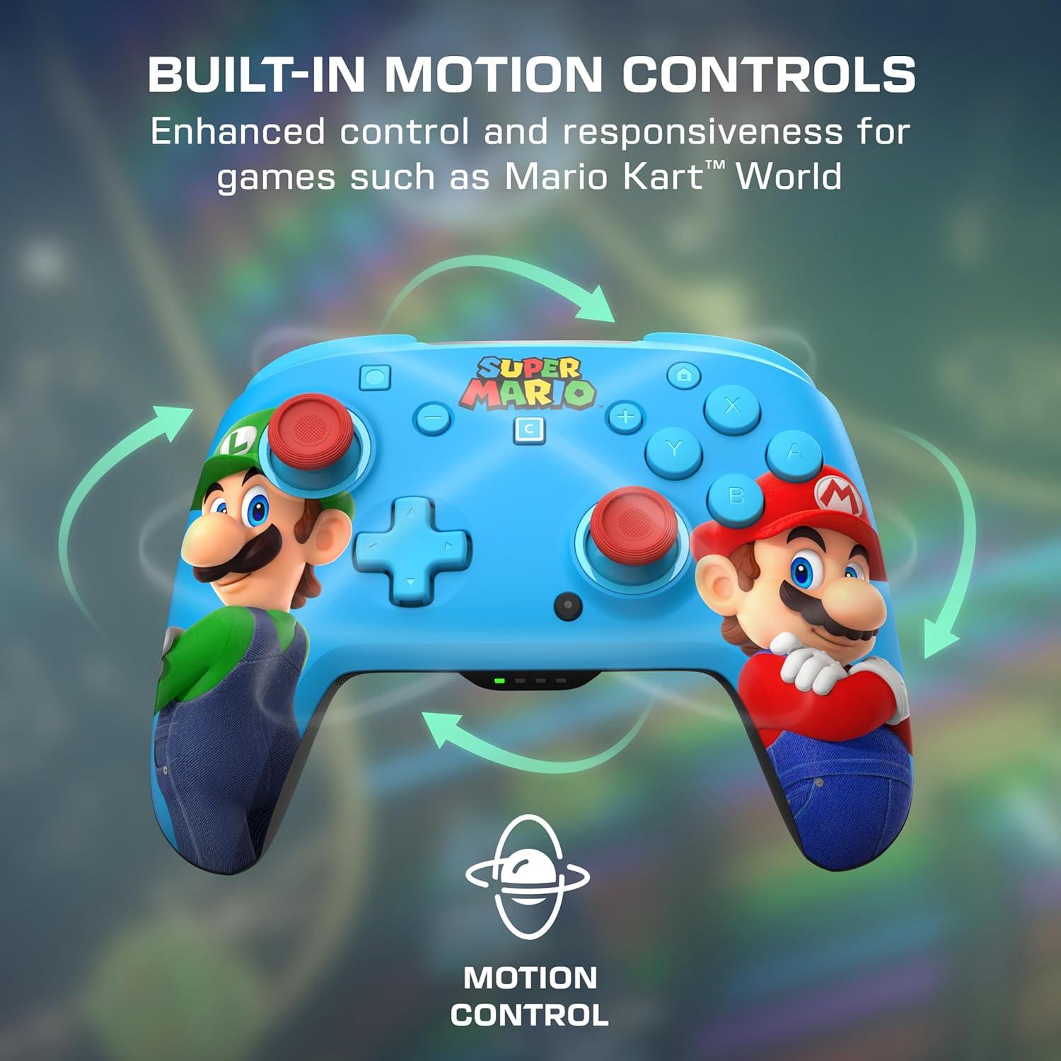 image:imageTurtle Beach Rematch Wireless Controller Mario amp Luigi Officially Licensed for Nintendo Switch 2 Nintendo Switch TMR Thumbsticks Customizable RGB Rechargeable BatteryMario Luigi Blue