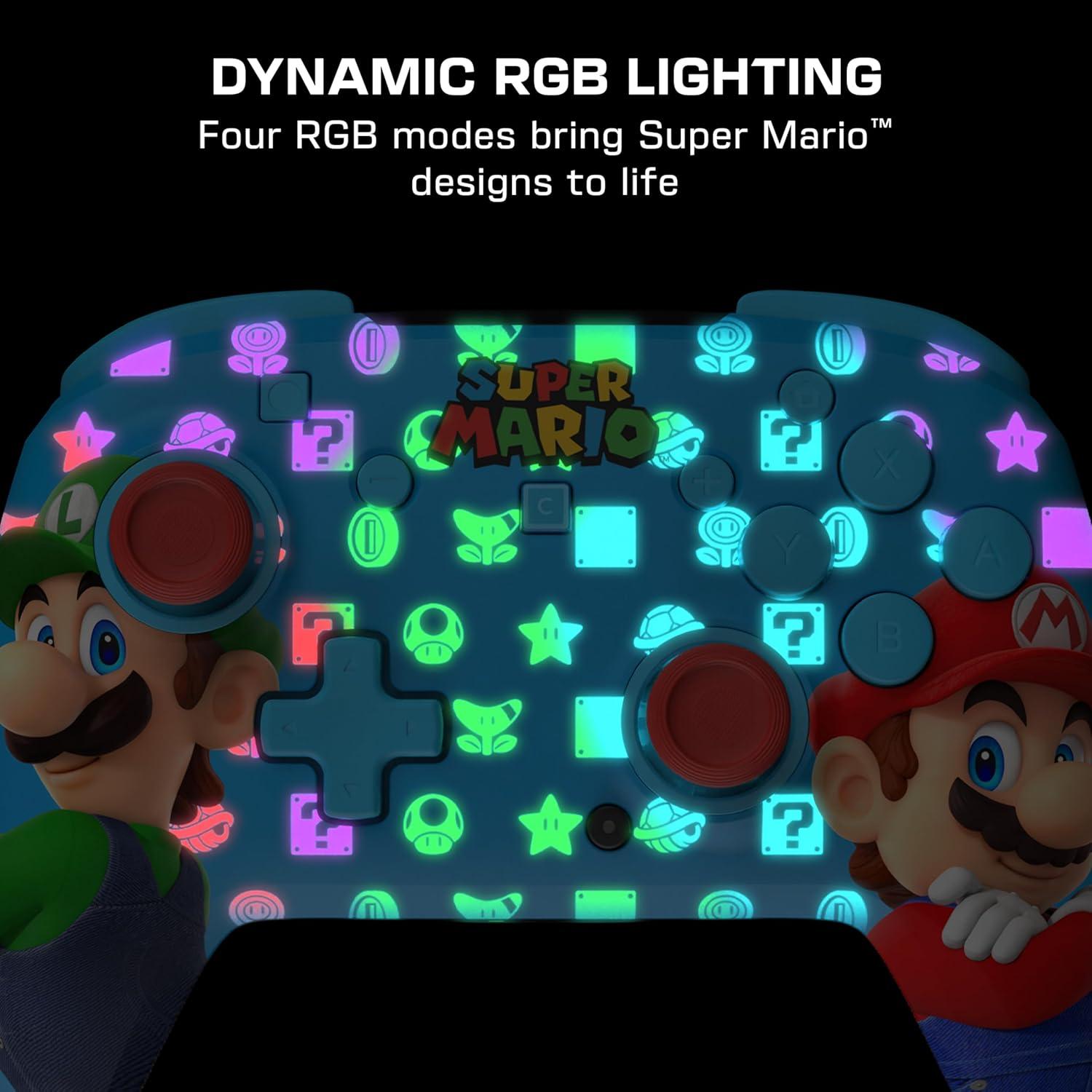 image:imageTurtle Beach Rematch Wireless Controller Mario amp Luigi Officially Licensed for Nintendo Switch 2 Nintendo Switch TMR Thumbsticks Customizable RGB Rechargeable BatteryMario Luigi Blue
