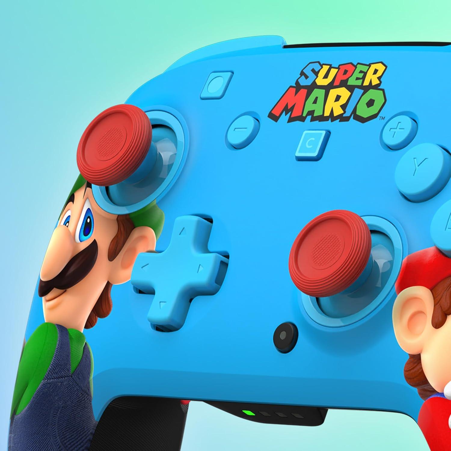 image:imageTurtle Beach Rematch Wireless Controller Mario amp Luigi Officially Licensed for Nintendo Switch 2 Nintendo Switch TMR Thumbsticks Customizable RGB Rechargeable BatteryMario Luigi Blue