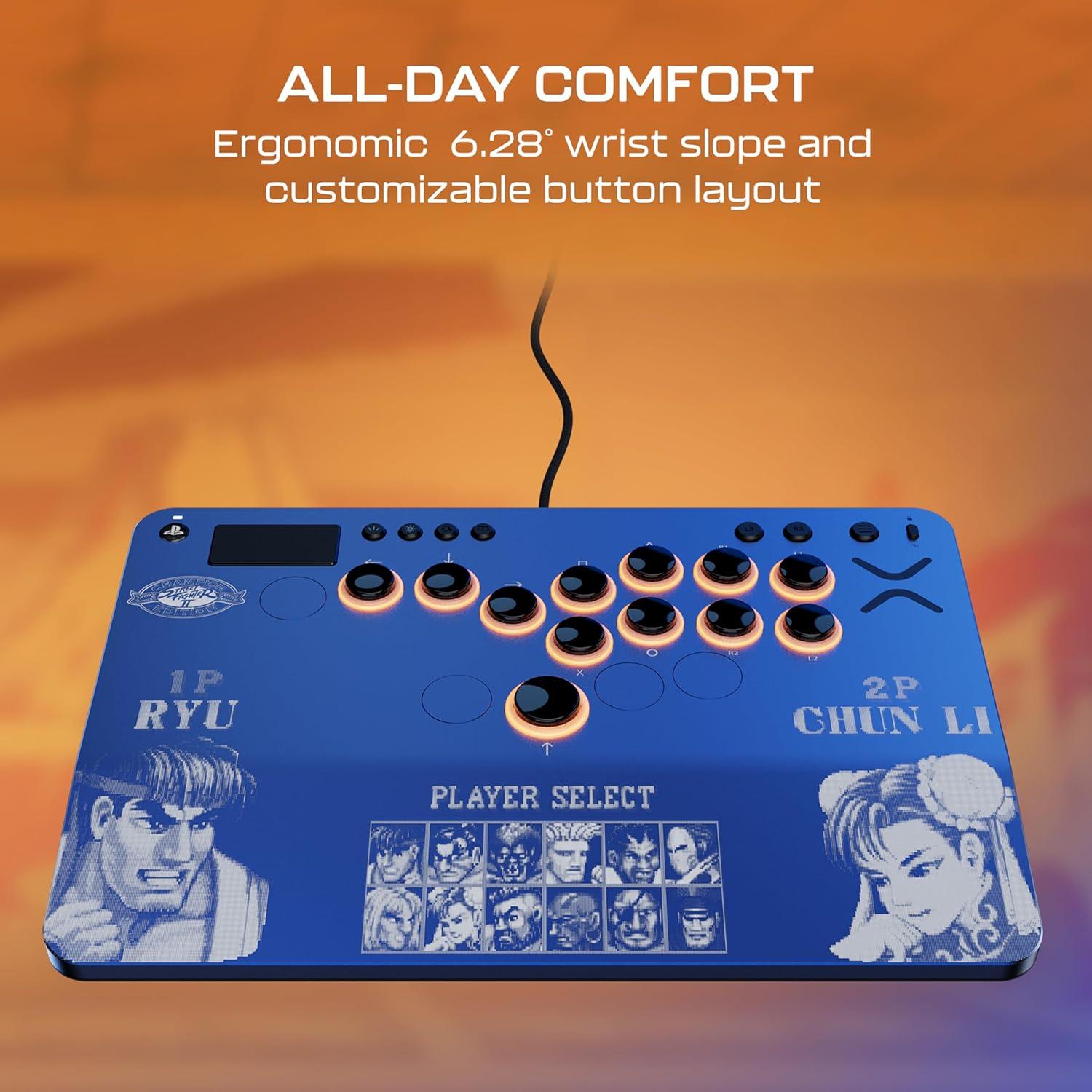 image:imageTurtle Beach Victrix Pro KO Leverless Fight Stick Street Fighter II Champion Edition Capcom and PlayStation Officially Licensed for PS4 PS5 PC HotSwappable RGB Switches Ergonomic