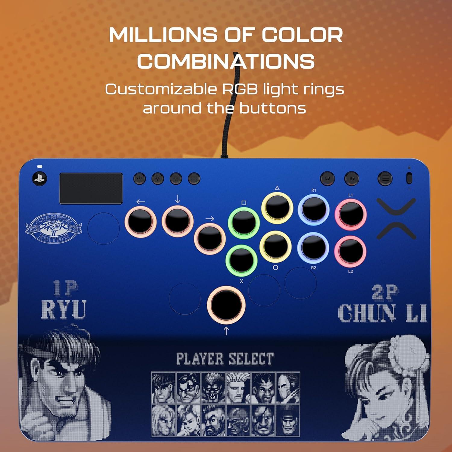 image:imageTurtle Beach Victrix Pro KO Leverless Fight Stick Street Fighter II Champion Edition Capcom and PlayStation Officially Licensed for PS4 PS5 PC HotSwappable RGB Switches Ergonomic